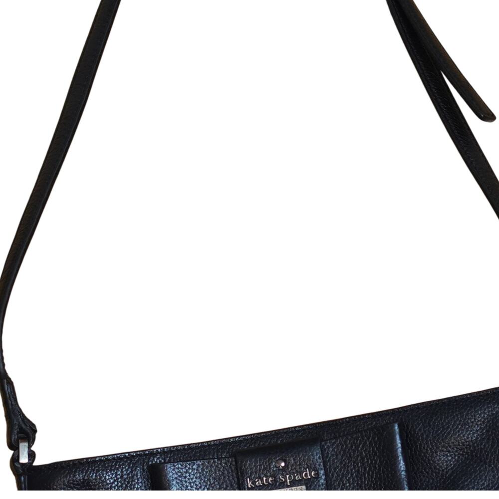 Kate Spade Black Leather Slim Crossbody Bow Detail Gold Hardware Refurbished - Picture 12 of 15